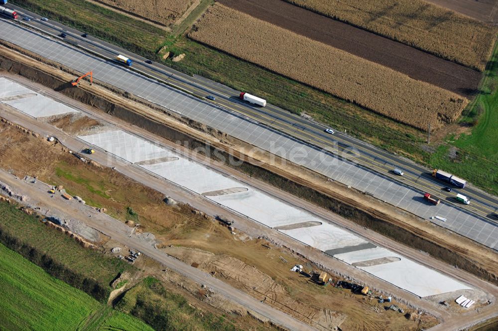 Luftbild Weitenung - Baustelle Ausbau Autobahn A 5