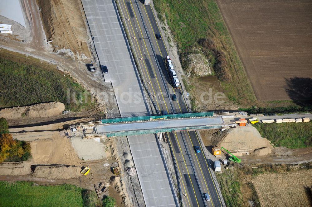 Weitenung aus der Vogelperspektive: Baustelle Ausbau Autobahn A 5