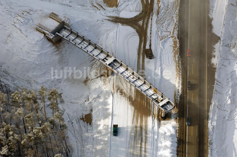 Luftaufnahme Nuthetal - Baustelle vom Um- und Ausbau des Autobahndreieck Nuthetal (A 10 und A 115)