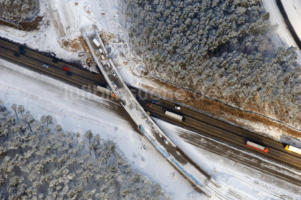 Nuthetal aus der Vogelperspektive: Baustelle vom Um- und Ausbau des Autobahndreieck Nuthetal (A 10 und A 115)