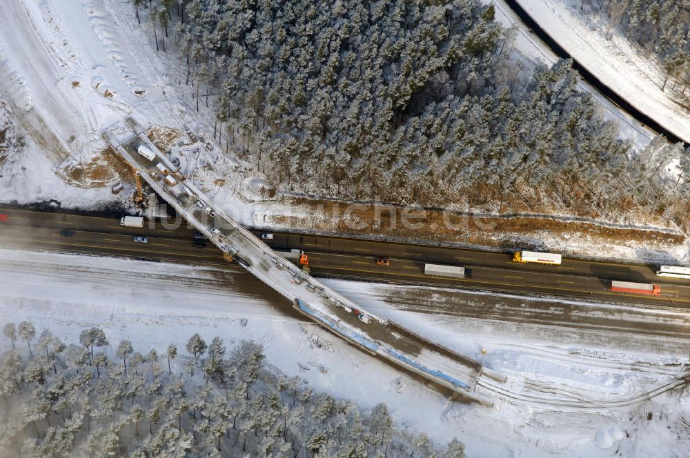 Luftbild Nuthetal - Baustelle vom Um- und Ausbau des Autobahndreieck Nuthetal (A 10 und A 115)