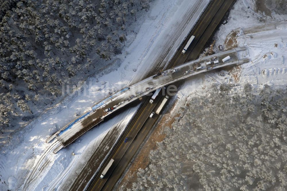 Nuthetal von oben - Baustelle vom Um- und Ausbau des Autobahndreieck Nuthetal (A 10 und A 115)