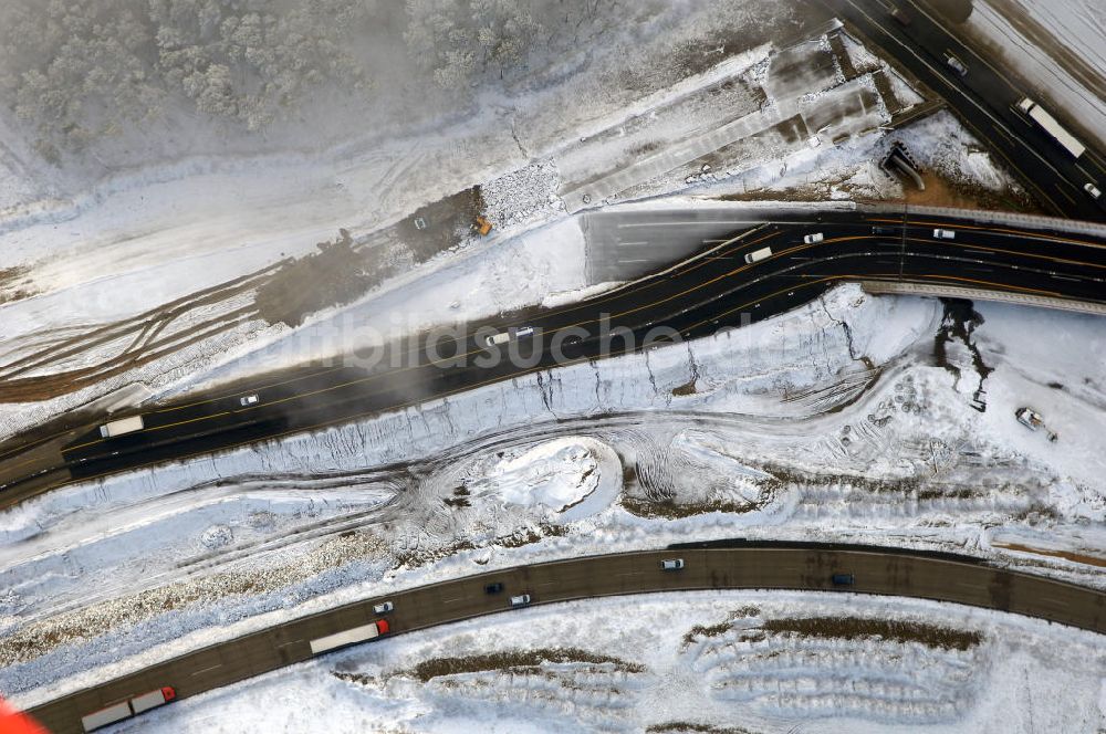 Luftbild Nuthetal - Baustelle vom Um- und Ausbau des Autobahndreieck Nuthetal (A 10 und A 115)