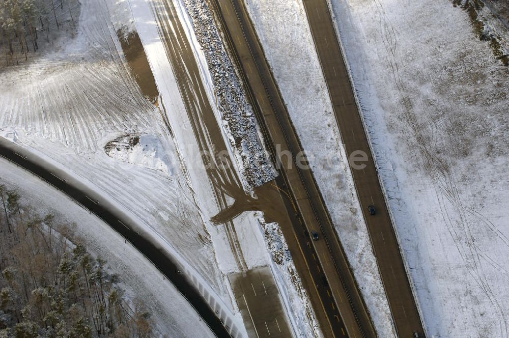 Nuthetal von oben - Baustelle vom Um- und Ausbau des Autobahndreieck Nuthetal (A 10 und A 115)