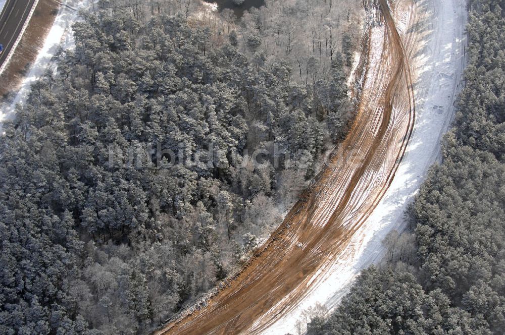 Nuthetal von oben - Baustelle vom Um- und Ausbau des Autobahndreieck Nuthetal (A 10 und A 115)