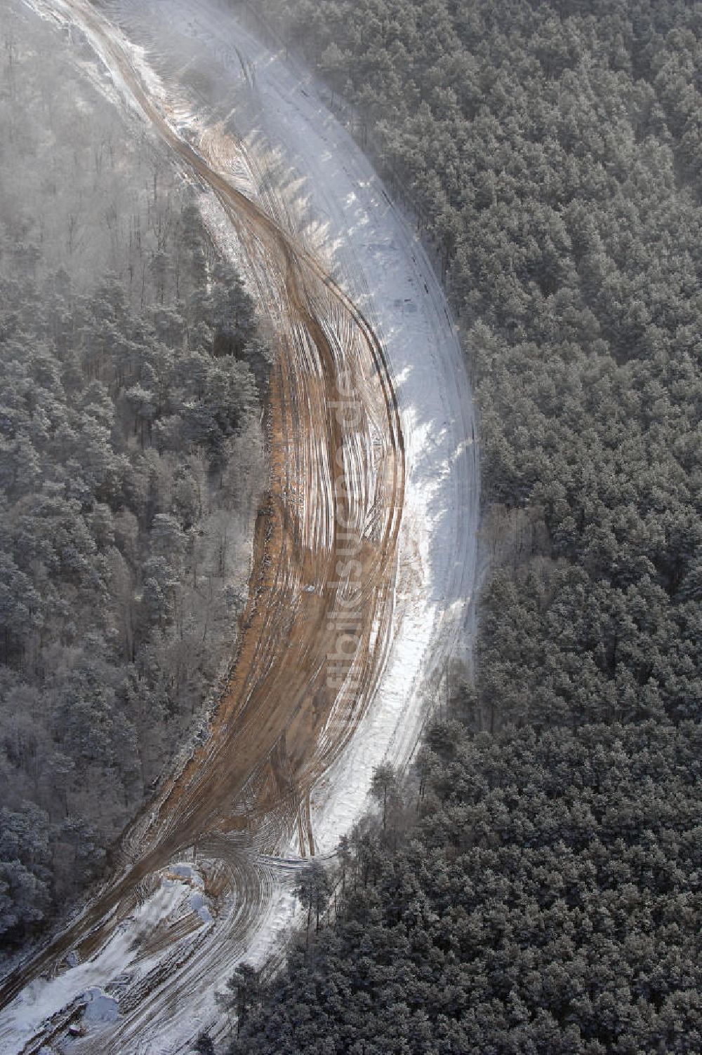 Luftbild Nuthetal - Baustelle vom Um- und Ausbau des Autobahndreieck Nuthetal (A 10 und A 115)