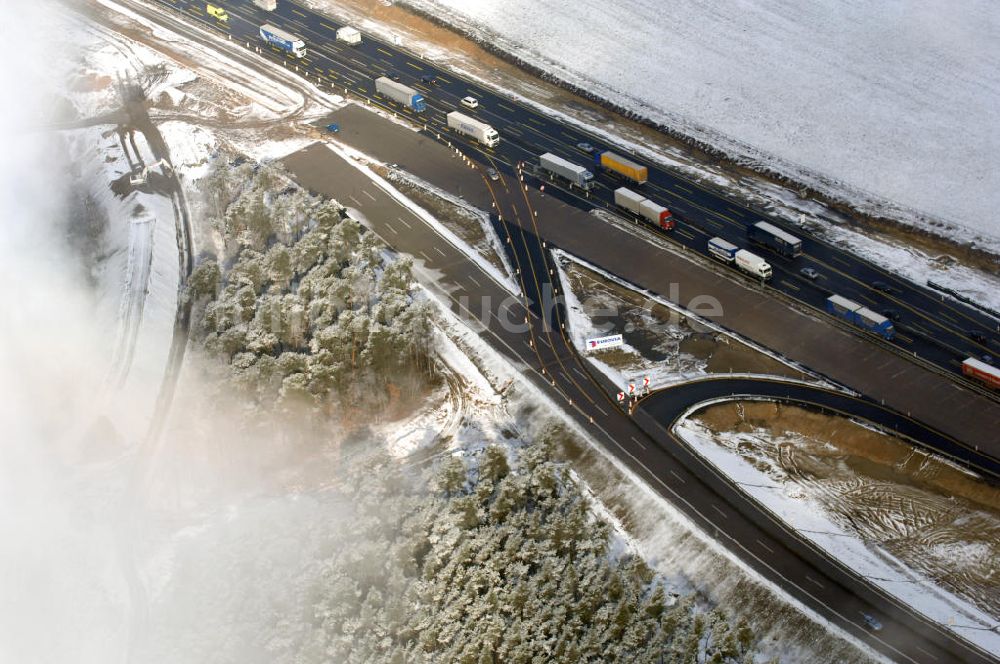 Nuthetal von oben - Baustelle vom Um- und Ausbau des Autobahndreieck Nuthetal (A 10 und A 115)