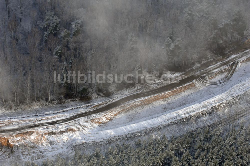 Luftbild Nuthetal - Baustelle vom Um- und Ausbau des Autobahndreieck Nuthetal (A 10 und A 115)