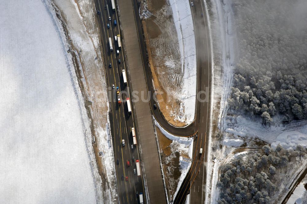 Luftbild Nuthetal - Baustelle vom Um- und Ausbau des Autobahndreieck Nuthetal (A 10 und A 115)