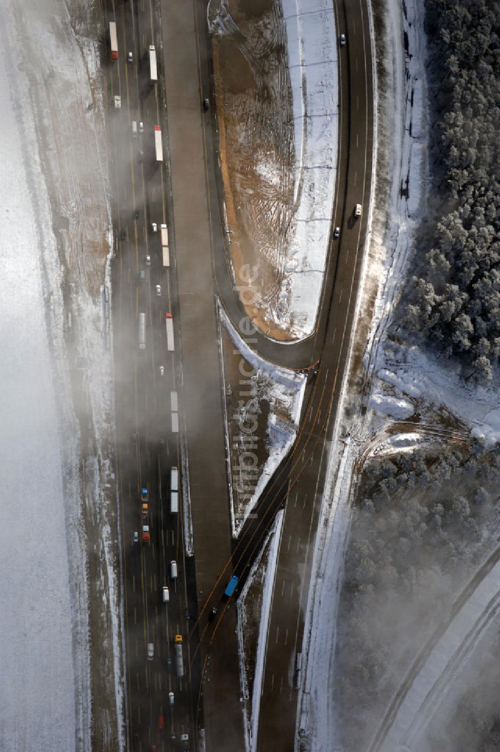 Luftaufnahme Nuthetal - Baustelle vom Um- und Ausbau des Autobahndreieck Nuthetal (A 10 und A 115)