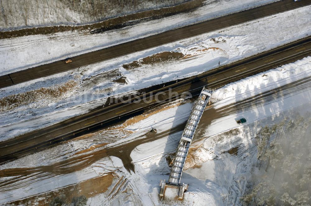 Luftbild Nuthetal - Baustelle vom Um- und Ausbau des Autobahndreieck Nuthetal (A 10 und A 115)