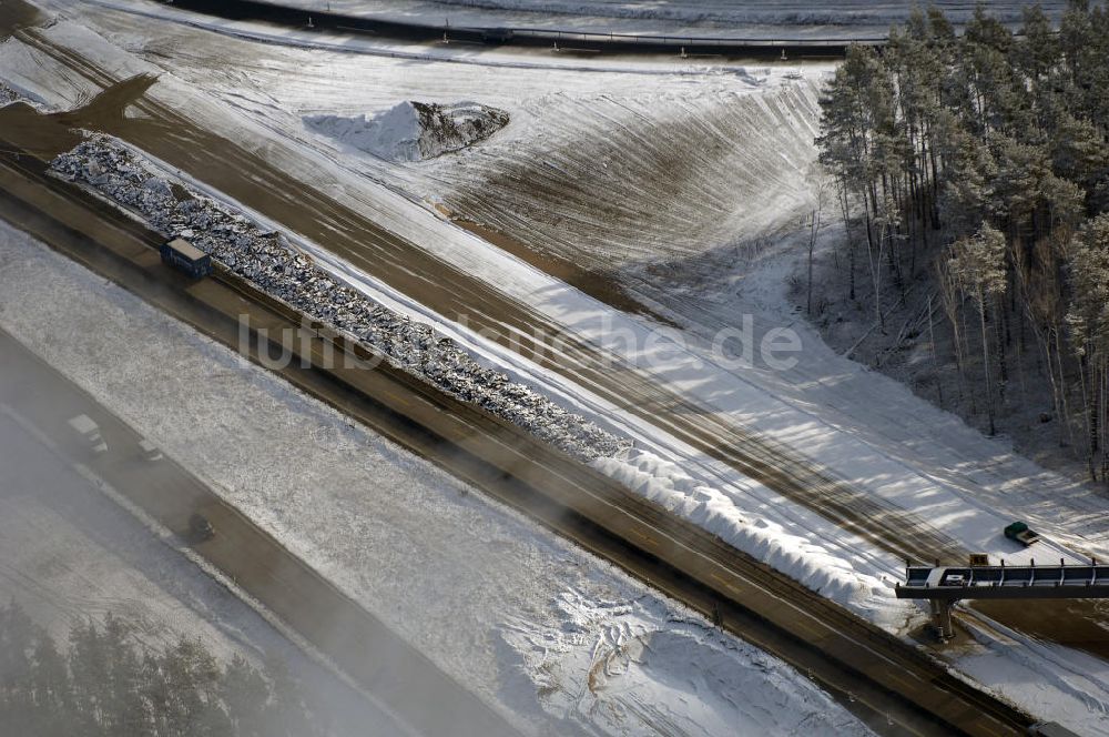 Nuthetal von oben - Baustelle vom Um- und Ausbau des Autobahndreieck Nuthetal (A 10 und A 115)