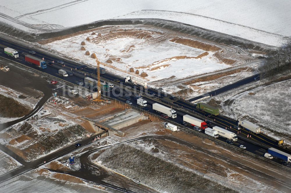 Nuthetal von oben - Baustelle vom Um- und Ausbau des Autobahndreieck Nuthetal (A 10 und A 115)