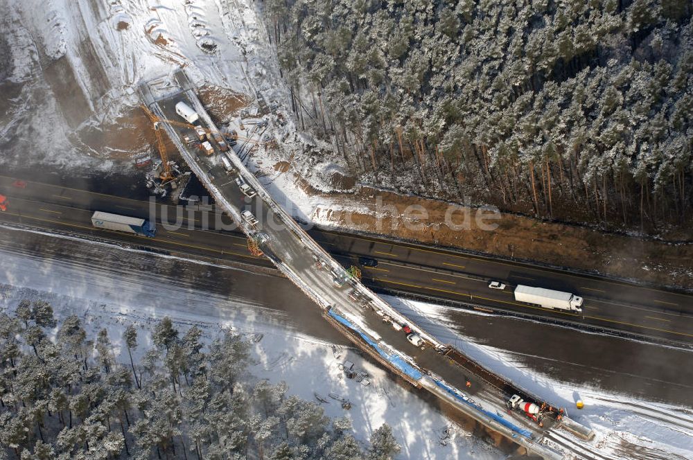 Luftaufnahme Nuthetal - Baustelle vom Um- und Ausbau des Autobahndreieck Nuthetal (A 10 und A 115)