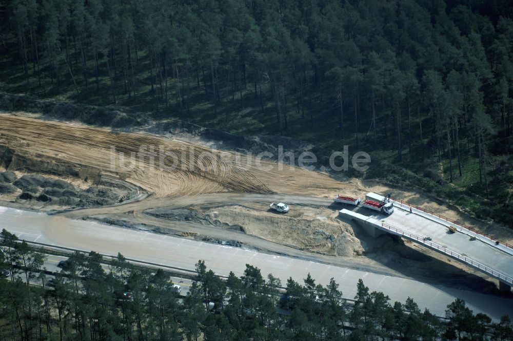 Luftbild Nuthetal - Baustelle vom Um- und Ausbau des Autobahndreieck Nuthetal (A 10 und A 115)