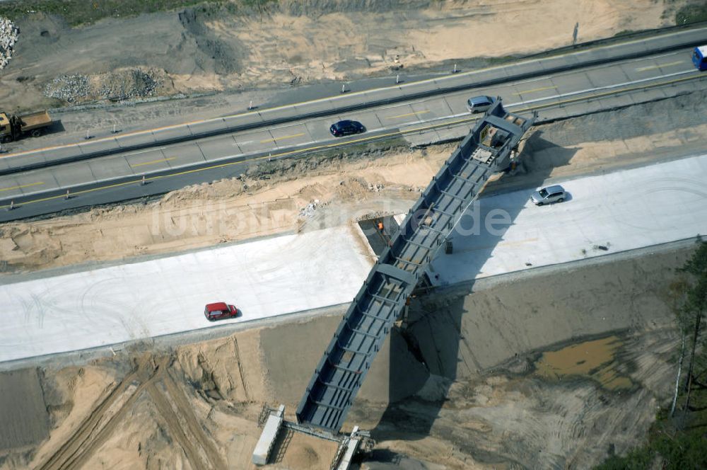 Luftbild Nuthetal - Baustelle vom Um- und Ausbau des Autobahndreieck Nuthetal (A 10 und A 115)