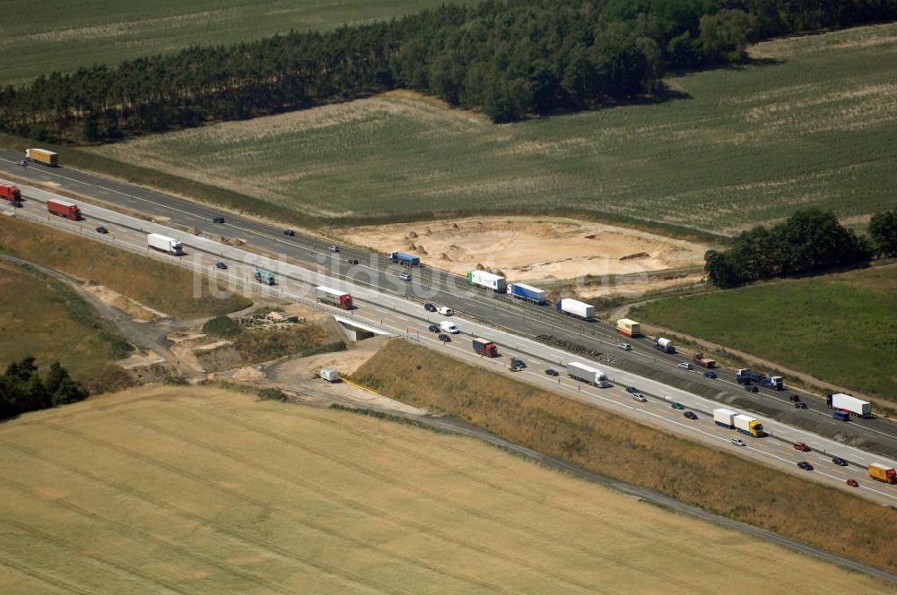 Nuthetal von oben - Baustelle vom Um- und Ausbau des Autobahndreieck Nuthetal (A 10 und A 115)