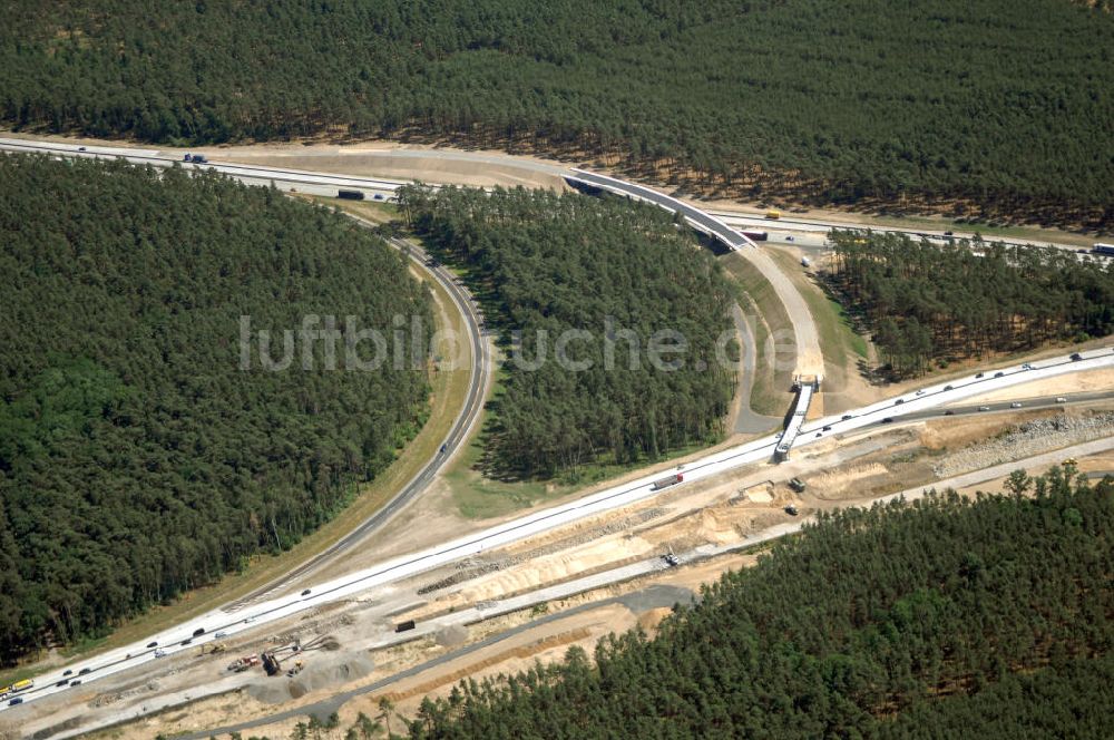 Luftbild Nuthetal - Baustelle vom Um- und Ausbau des Autobahndreieck Nuthetal (A 10 und A 115)