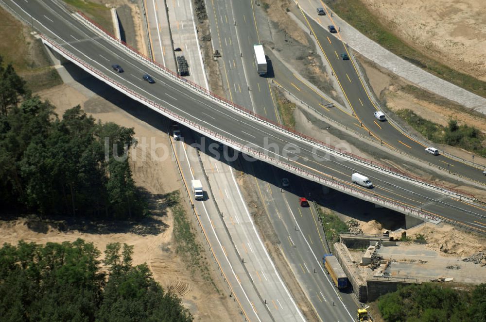 Luftaufnahme Nuthetal - Baustelle vom Um- und Ausbau des Autobahndreieck Nuthetal (A 10 und A 115)