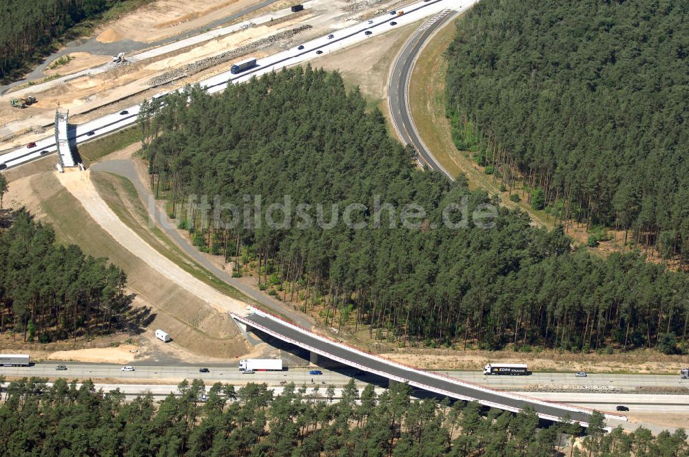 Nuthetal von oben - Baustelle vom Um- und Ausbau des Autobahndreieck Nuthetal (A 10 und A 115)