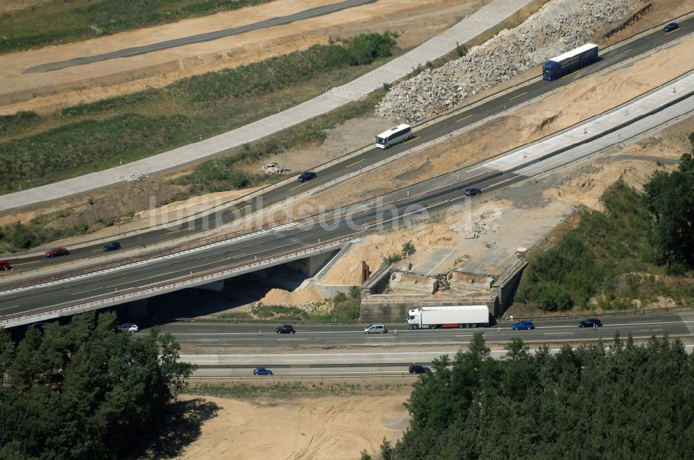 Luftbild Nuthetal - Baustelle vom Um- und Ausbau des Autobahndreieck Nuthetal (A 10 und A 115)