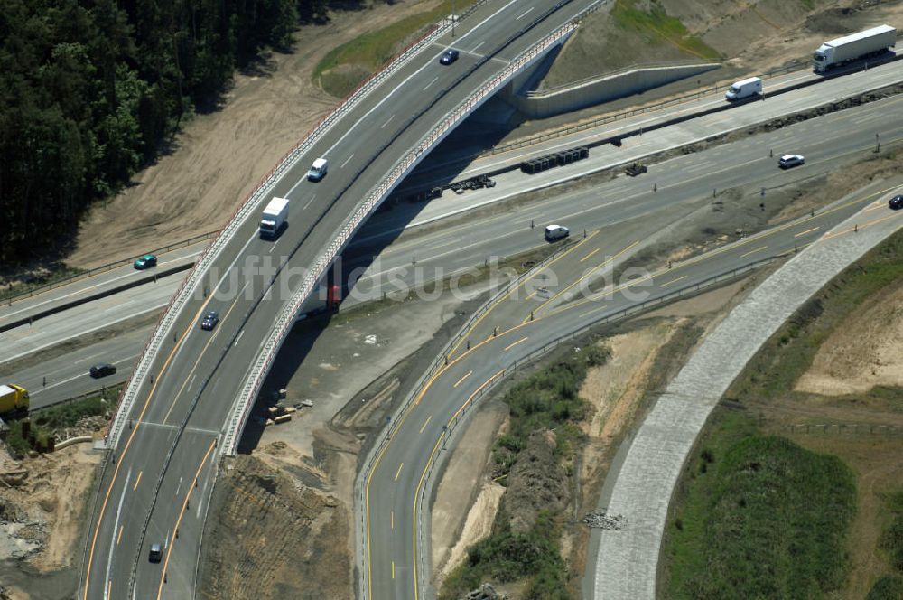 Nuthetal von oben - Baustelle vom Um- und Ausbau des Autobahndreieck Nuthetal (A 10 und A 115)