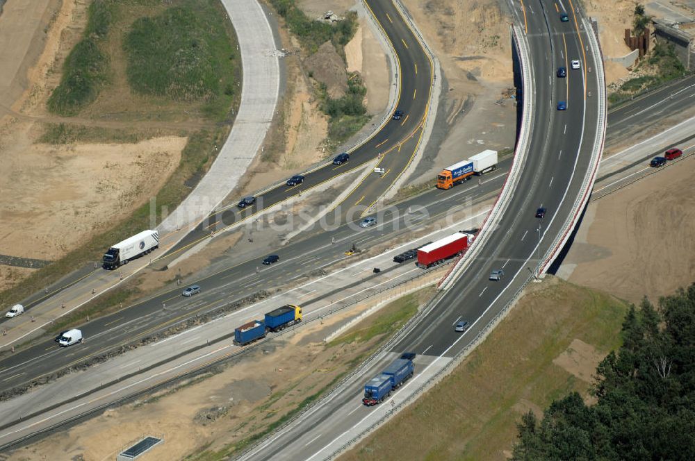 Nuthetal von oben - Baustelle vom Um- und Ausbau des Autobahndreieck Nuthetal (A 10 und A 115)