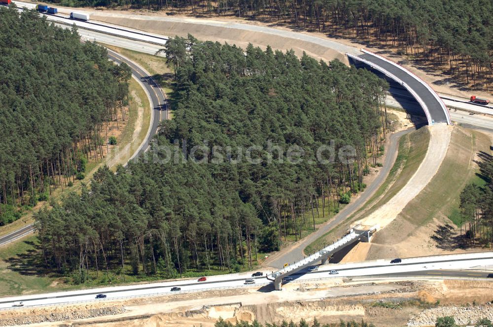 Nuthetal aus der Vogelperspektive: Baustelle vom Um- und Ausbau des Autobahndreieck Nuthetal (A 10 und A 115)