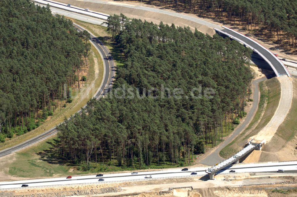 Luftbild Nuthetal - Baustelle vom Um- und Ausbau des Autobahndreieck Nuthetal (A 10 und A 115)