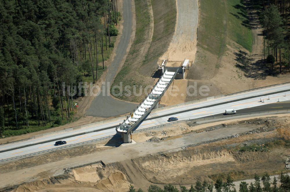 Luftaufnahme Nuthetal - Baustelle vom Um- und Ausbau des Autobahndreieck Nuthetal (A 10 und A 115)