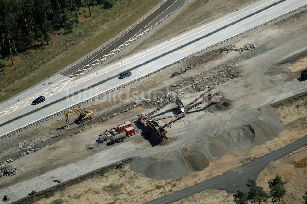 Nuthetal aus der Vogelperspektive: Baustelle vom Um- und Ausbau des Autobahndreieck Nuthetal (A 10 und A 115)