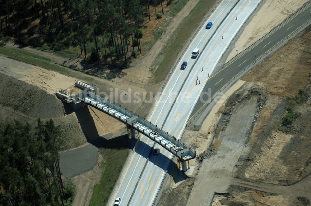 Luftbild Nuthetal - Baustelle vom Um- und Ausbau des Autobahndreieck Nuthetal (A 10 und A 115)