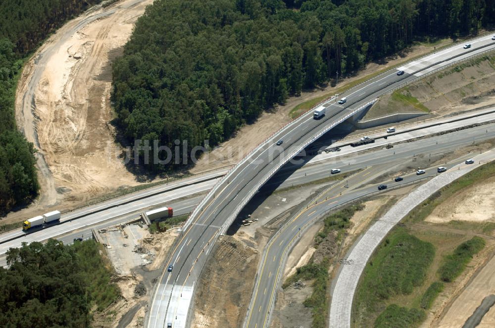 Nuthetal von oben - Baustelle vom Um- und Ausbau des Autobahndreieck Nuthetal (A 10 und A 115)