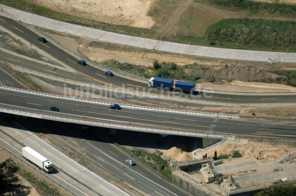 Luftbild Nuthetal - Baustelle vom Um- und Ausbau des Autobahndreieck Nuthetal (A 10 und A 115)