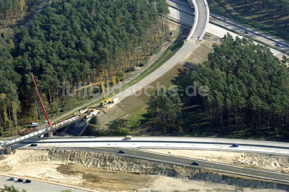 Luftbild Nuthetal - Baustelle vom Um- und Ausbau des Autobahndreieck Nuthetal (A 10 und A 115)