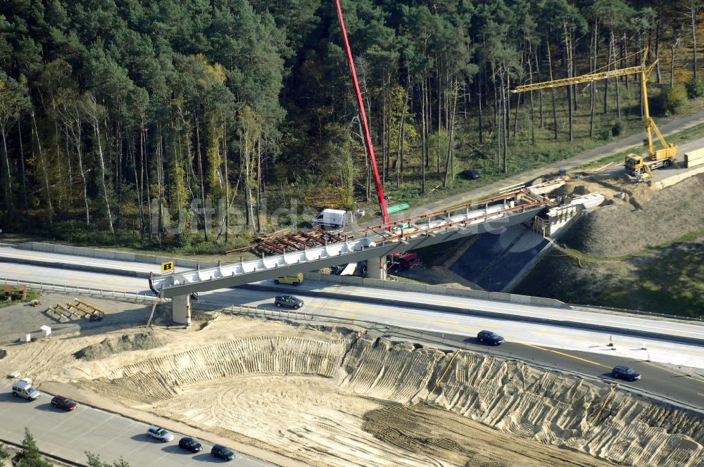 Luftaufnahme Nuthetal - Baustelle vom Um- und Ausbau des Autobahndreieck Nuthetal (A 10 und A 115)