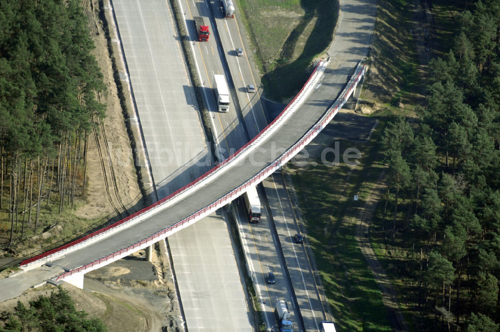 Luftaufnahme Nuthetal - Baustelle vom Um- und Ausbau des Autobahndreieck Nuthetal (A 10 und A 115)