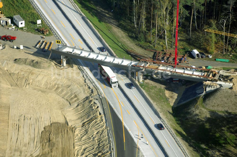 Nuthetal aus der Vogelperspektive: Baustelle vom Um- und Ausbau des Autobahndreieck Nuthetal (A 10 und A 115)