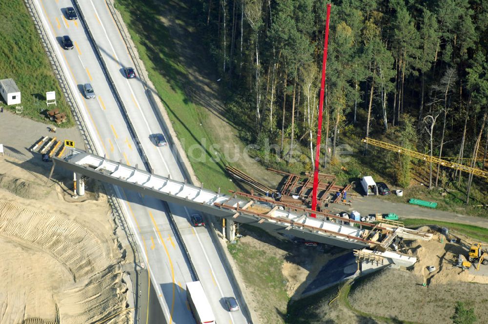 Luftbild Nuthetal - Baustelle vom Um- und Ausbau des Autobahndreieck Nuthetal (A 10 und A 115)