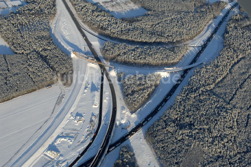 Luftbild Nuthetal - Baustelle vom Um- und Ausbau des Autobahndreieck Nuthetal (A 10