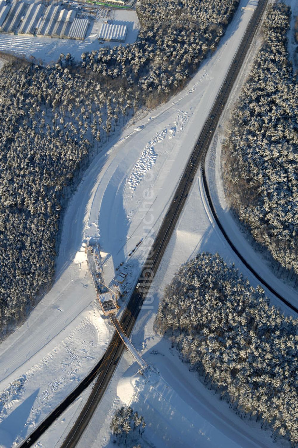 Nuthetal von oben - Baustelle vom Um- und Ausbau des Autobahndreieck Nuthetal (A 10