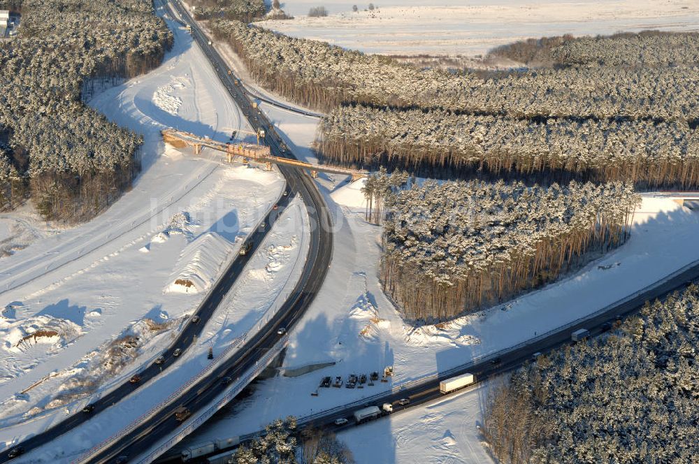 Luftbild Nuthetal - Baustelle vom Um- und Ausbau des Autobahndreieck Nuthetal (A 10