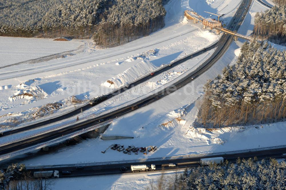 Luftaufnahme Nuthetal - Baustelle vom Um- und Ausbau des Autobahndreieck Nuthetal (A 10