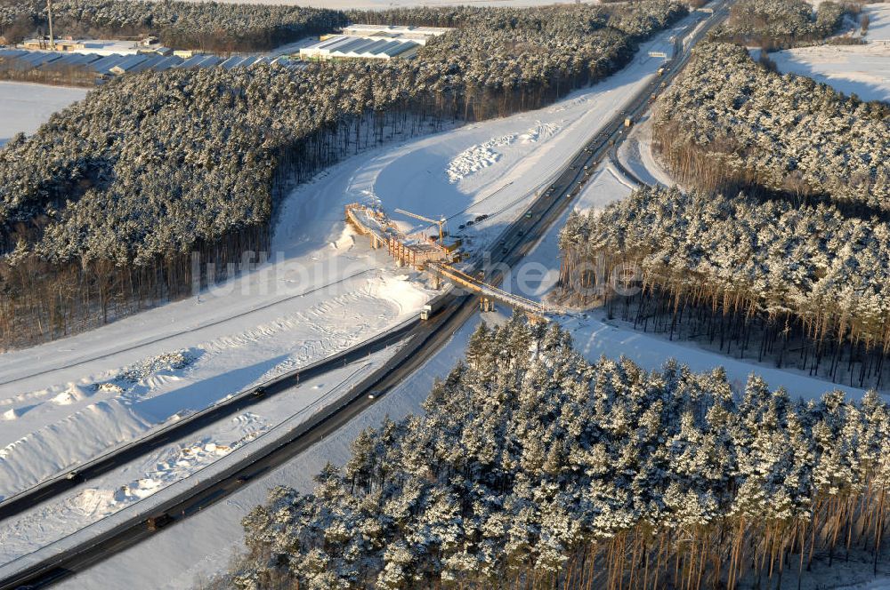 Nuthetal von oben - Baustelle vom Um- und Ausbau des Autobahndreieck Nuthetal (A 10