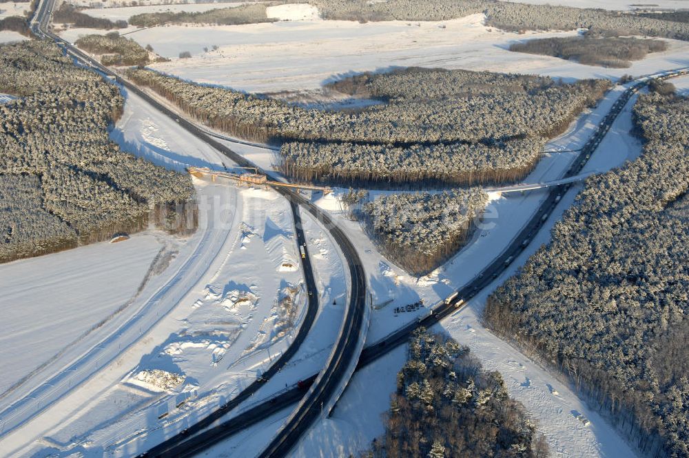 Nuthetal aus der Vogelperspektive: Baustelle vom Um- und Ausbau des Autobahndreieck Nuthetal (A 10