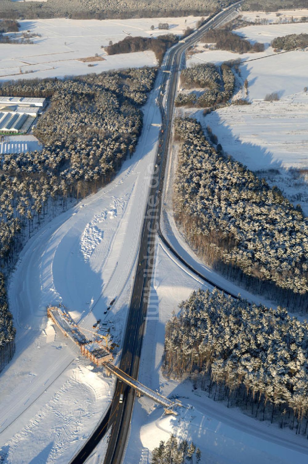 Luftaufnahme Nuthetal - Baustelle vom Um- und Ausbau des Autobahndreieck Nuthetal (A 10