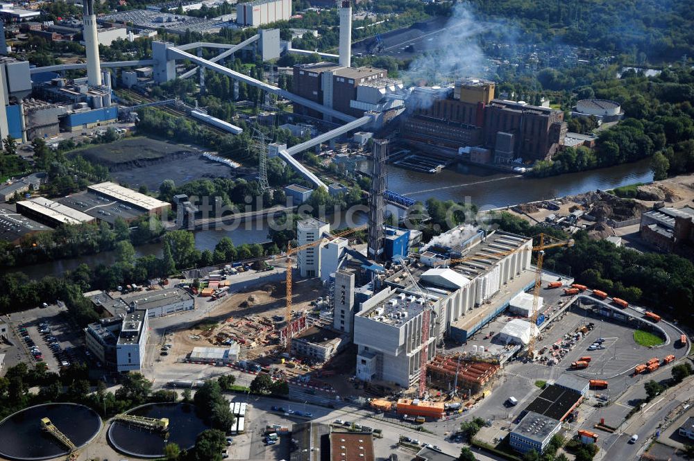 Berlin Spandau von oben - Baustelle der Ausbaufläche der Müllverbrennungsanlage Ruhleben der Berliner Stadtreinigung (BSR) in Berlin-Spandau