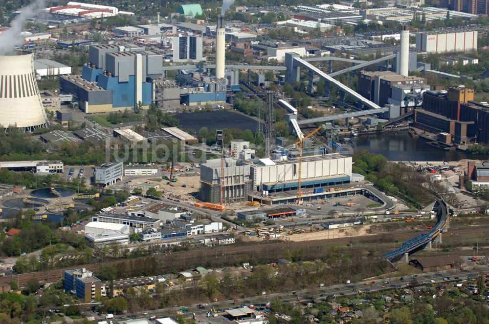 Berlin aus der Vogelperspektive: Baustelle der Ausbaufläche der Müllverbrennungsanlage Ruhleben der Berliner Stadtreinigung (BSR) in Berlin-Spandau