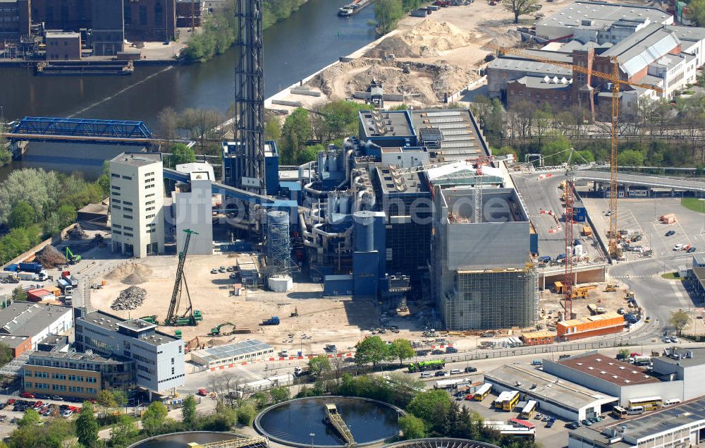 Luftbild Berlin - Baustelle der Ausbaufläche der Müllverbrennungsanlage Ruhleben der Berliner Stadtreinigung (BSR) in Berlin-Spandau