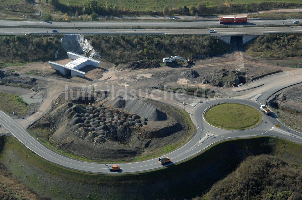 Luftbild Eisenach - Baustelle der Ausfahrt Eisenach-West der A4